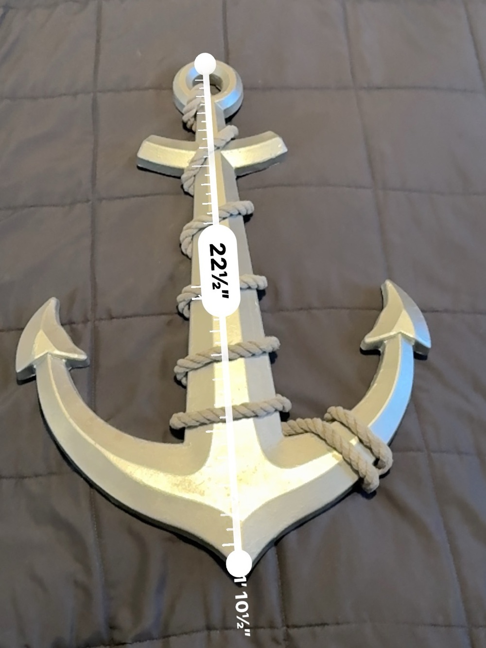 Gray Nautical Anchor Wall Decor with Rope - Home Accent